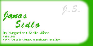 janos sidlo business card